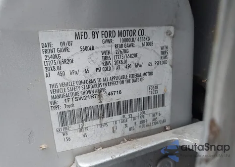 2008 Ford F-250 Fx4/Harley-Davidson/King Ranch/Lariat/Xl/Xlt из США, поврежденный, VIN 1FTSW21R78EC45716